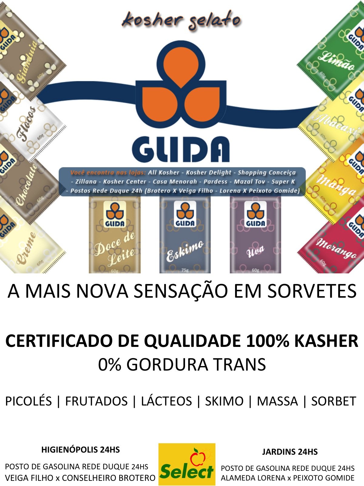 GLIDA SORVETE KASHER SELECT DUQUE JARDINS HIGIENOPOLIS