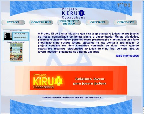 Projeto Kiruv Copacabana com novo site na internet