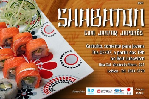 Shabaton com Jantar Japones para jovens no Beit Lubavitch Leblon