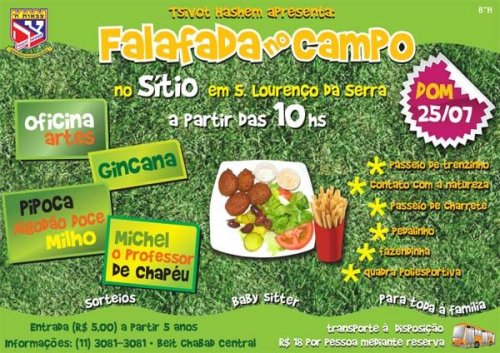 Domingo especial - Falafel no Campo com Tsivot Hashem - no Sítio Felicidade para todas as Comunidades