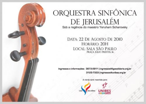 Orquestra Sinfônica de Jerusalém na Sala São Paulo em prol da Unibes