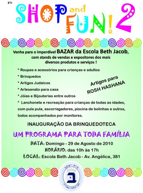 2º Bazar Shop & Fun da Escola Beth Jacob