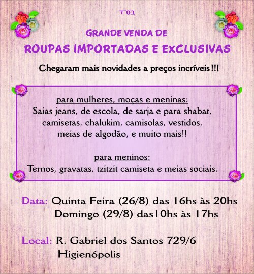 Grande venda de roupas importadas e exclusivas para mulheres, moças, meninas e meninos