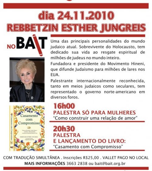 Casamento com Compromisso - Palestra e lançamento do novo livro por Rebbetzin Esther Jungreis