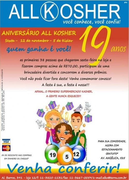 All Kosher comemora seu aniversário de 19 anos com brincadeira divertida e prêmios diversos