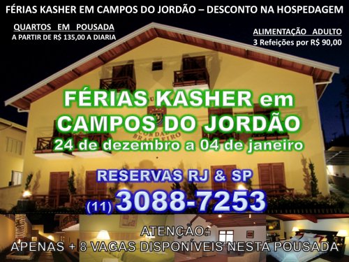 Hospedágem Kasher em Campos do Jordão por apenas R$ 135,00 - poucos quartos disponíveis