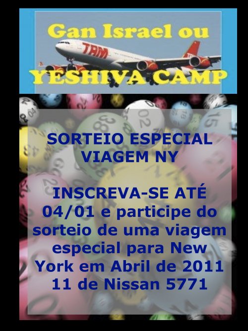 Sorteio especial: Viagem New York para os inscritos nas Colônias de Férias Gan Israel & Yeshivá Camp