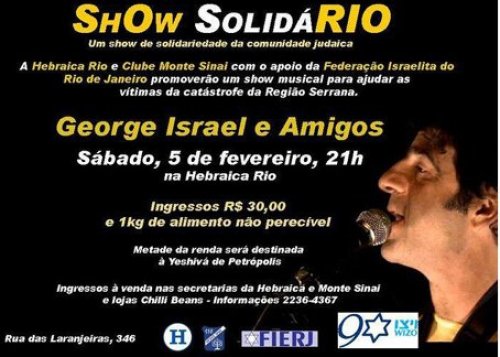 ShOw SolidáRIO - Show de solidariedade da Comunidade Judaica pa ajudar as vitimas da catástrofe da Região Serrana