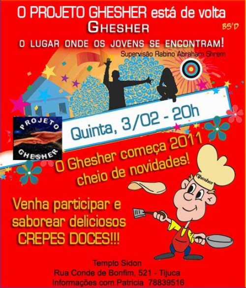 Início das Atividades do Projeto Ghesher Tijuca com Crepes Kasher para jovens