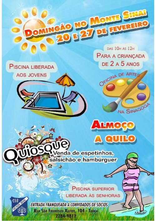 Programação especial no Clube Monte Sinai Rio de Janeiro