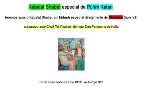 Kabalat Shabat Especial de Purim Katan no O Shil - Beit Chabad Itaim