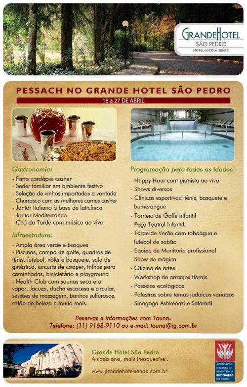 Pessach 2011 no Grande Hotel São Pedro | Hotel - Escola Senac