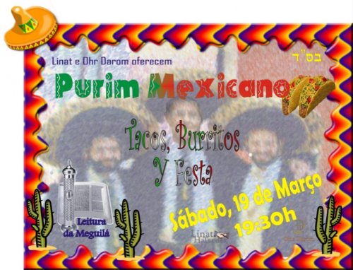 Purim Mexicano em Porto Alegre com Tacos, Burritos Y Festa Kasher