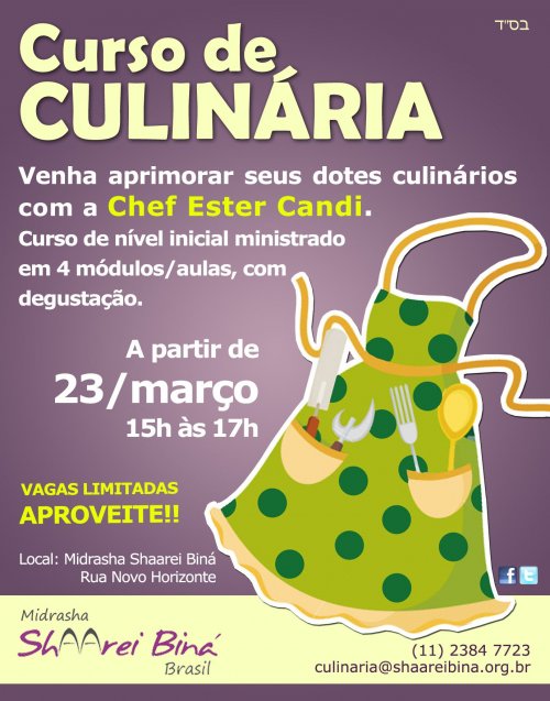 Curso de Culinária Kasher na Midrasha Shaarei Biná Brasil com a Chef Ester Candi