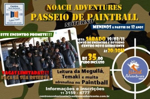 Passeio Noturno de Purim com Paintball para meninos a partir de 12 anos com Noach Adventures