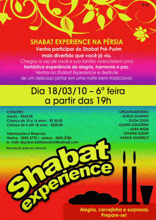 Shabat Experience Pré-Purim na Pérsia no Beit Lubavitch Leblon - Rio de Janeiro