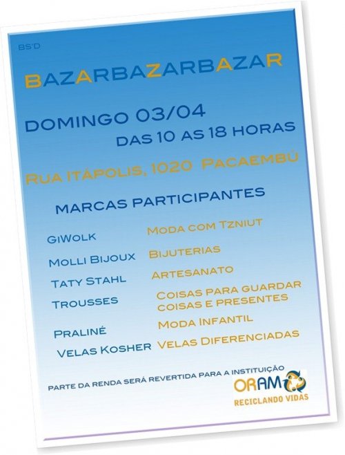 Bazar na Oram - Moda com Tzniut, Bijuterias, Artesanato, Presentes Moda Infantil e Velas