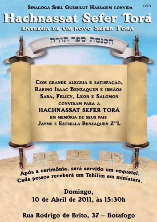 Hachnassat Sêfer Tora na Sinagoga Shel Guemilut Hassadim - Botafogo - R.J.