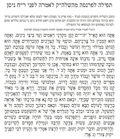 HOJE (16 de Março de 2018): Tefilá para Parnassá para a Véspera de Rosh Chodesh Nissan -  Diz o Shlah HaKadosh