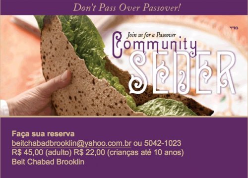 Seder de Pessach no Beit Chabad Brooklin