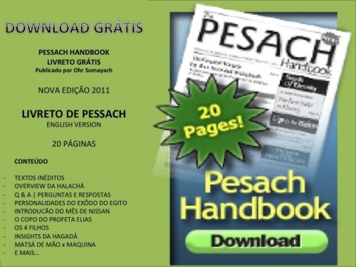 DOWNLOAD GRÁTIS: Livereto de Pessach 2011 do Ohr Somayach - Pessach Handbook English Version