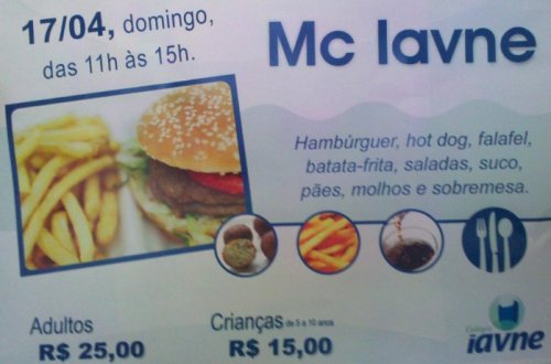 Mc Iavne Kasher - Hambúrguer, hot-dog, falafel, batata-frita, saladas, suco, pães, molhos e sobremesa