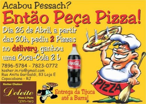 Acabou Pessach? Então Peça Pizza Kasher no Deleite do Rio de Janeiro