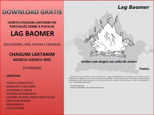 Download Grátis: Livreto Chaguim Laktanim - Material de referência para educadores e pais sobre a Festa de LAG BAÔMER 2013