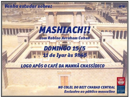 Aula sobre Mashiach com Rabino Avraham Cohen após o Café da Manhã Chassídico no Beit Chabad Central