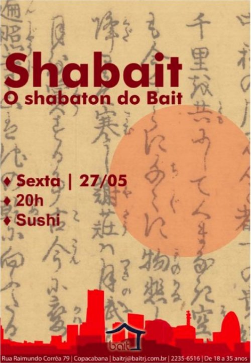 Shabait - O Shabaton do Bait RJ com Sushi para Jovens de 18 a 35 anos