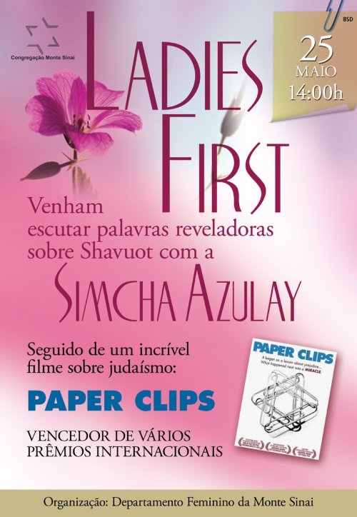 Ladies First - Palavras reveladoras sobre Shavuot 2011 para o público feminino com Simcha Azulay