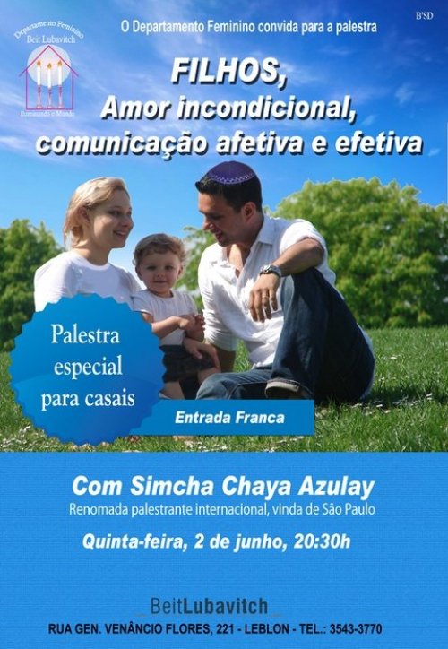 Palestra especial para Casais: FILHOS: Amor Incondicional, Comunicação Efetiva com Simcha Chaya Azulay no Rio de Janeiro