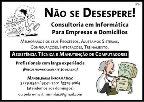 Resolva Seus Problemas de Informática - Consultoria de Informática e Assistência Técnica - Mandelbaum Informática