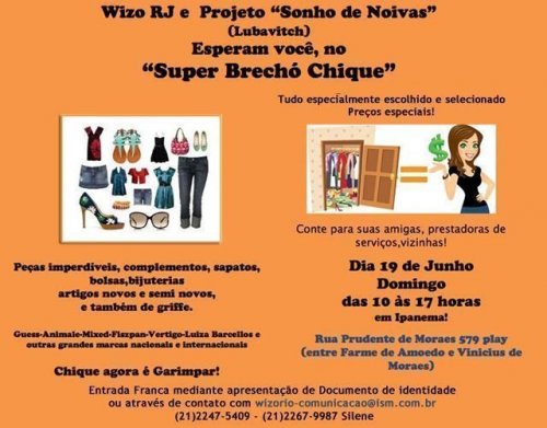 Super Brechó Chique do Projeto "Sonho de Noivas" do Beit Lubavitch e Wizo RJ em Ipanema