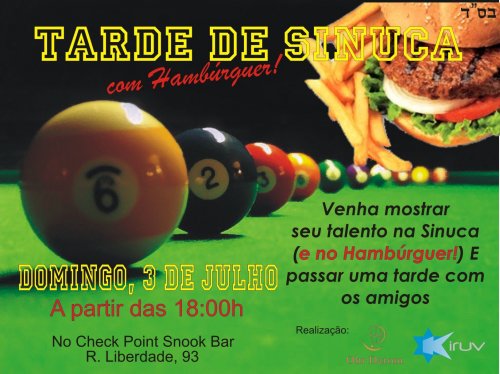 Tarde de Sinuca com Hamburguer Kasher em Porto Alegre | Check Point Snook Bar