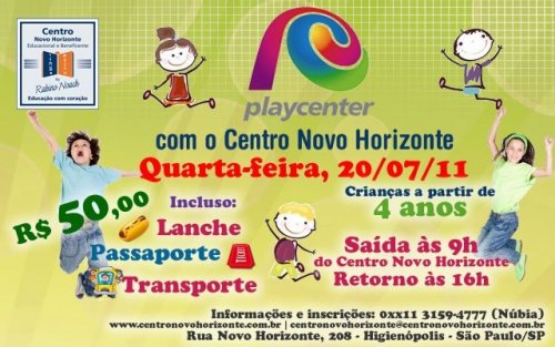 Passeio de Férias ao Playcenter com o Centro Novo Horizonte