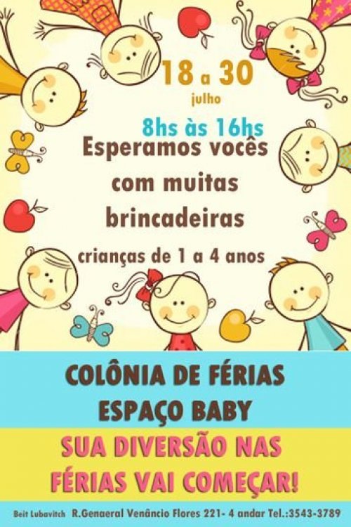 Colônia de Férias Espaço Baby para crianças de 1 a 4 anos no Rio de Janeiro