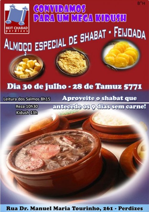 Almoço Especial Kasher de Shabat (Carne) em Perdizes