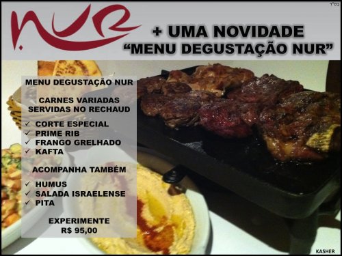 Novidade Kasher: Experimente o  Novo "Menu Degustação NUR" do NUR RESTAURANTE