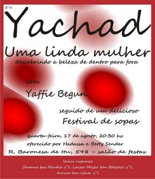 Evento do Grupo Feminino Yachad: "Uma Linda Mulher: Descobrindo a beleza de dentro para fora", com Yaffie Begun