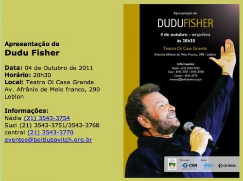 Apresentação do Astro da Música Judaica DUDU FISHER no Rio de Janeiro