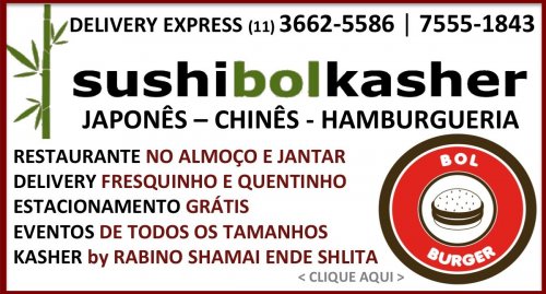 Novo Banner Bol Burguer & Sushi Bol Kasher | Japônes - Chinês - Hamburgueria - Restaurante - Eventos - Delivery