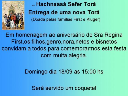 Hachnassá Sefer Torá - Entrega de uma Nova Torah no O Shil - Beit Chabad Itaim