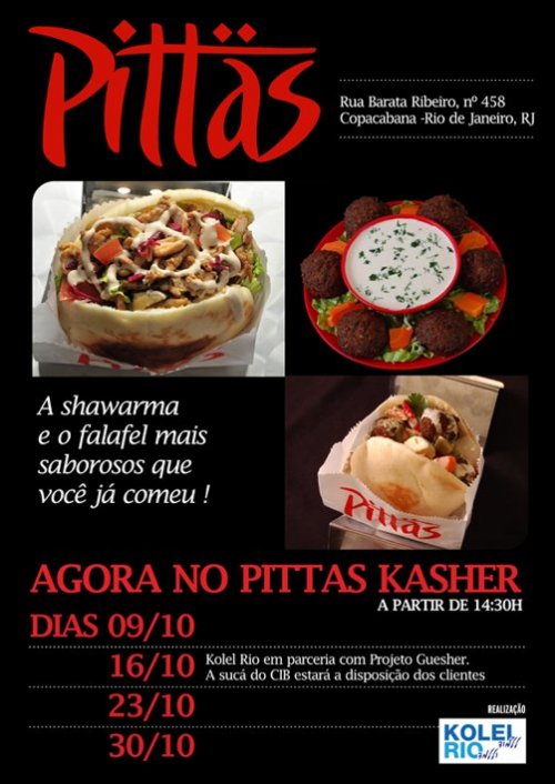 Shawarma e Falafel Kasher Pittas na Sucá do CIB com o Projeto Guesher e Kolel Rio