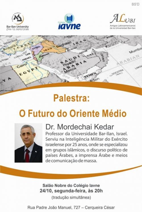 Palestra O Futuro do Oriente Médio com Dr. Mordechai Kedar da Universidade Bar Ilan no Colégio Iavne