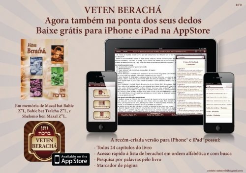 Obra "Veten Brachá", de autoria do Rabino Isaac Dichi disponível para IPhone e Ipad