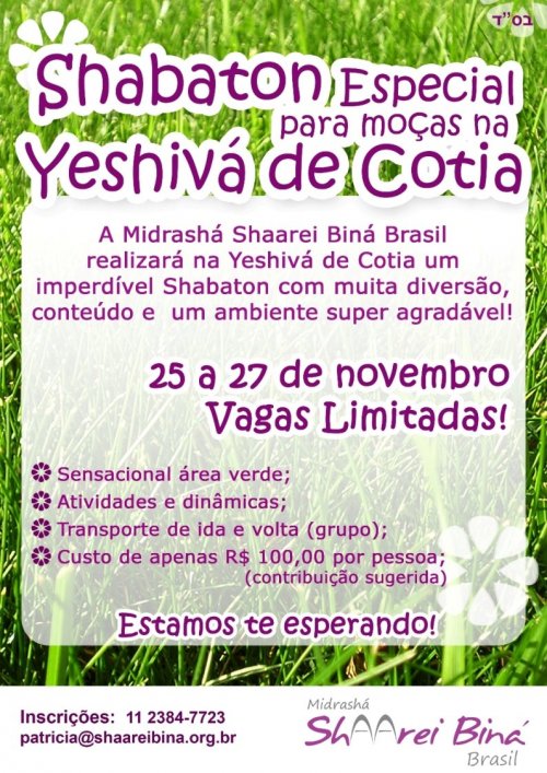 Shabaton Especial para Moças na Yeshivá de Cotia