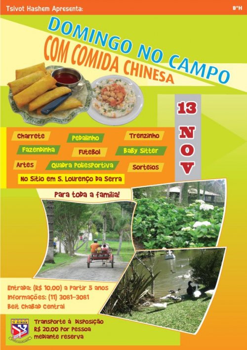 Domingo no Campo com Comida Chinesa Kasher com Tsivot Hashem