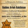 A Resposta Judaica para o Antisemitismo - Palestra de Rabino Arieh Raichman