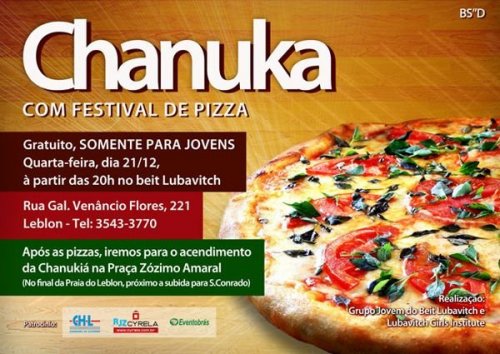 Chanuka com Festival de Pizza para Jovens no Rio de Janeiro